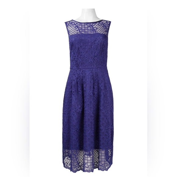 ADRIANNA PAPELL ILLUSION NECKLINE LACE DRESS - Picture 3 of 5
